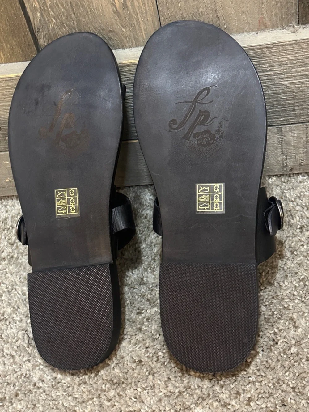 Free People Black Leather Barcelona Slip-On Sandals NEW | Size 10 - Picture 9 of 10